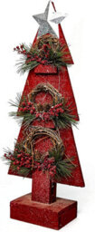 Shatchi Christmas Home Decoration Battery Operated Red Tree Tabletop Decorated With Berries, Pines And Small Warm White Bulbs - thumbnail 7