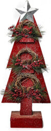 Shatchi Christmas Home Decoration Battery Operated Red Tree Tabletop Decorated With Berries, Pines And Small Warm White Bulbs - thumbnail 6