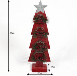 Shatchi Christmas Home Decoration Battery Operated Red Tree Tabletop Decorated With Berries, Pines And Small Warm White Bulbs - thumbnail 5