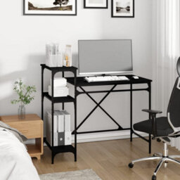 Berkfield Desk With Shelves Black 105X50X90 Cm Engineered Wood&iron - thumbnail 3