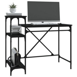 Berkfield Desk With Shelves Black 105X50X90 Cm Engineered Wood&iron - thumbnail 4