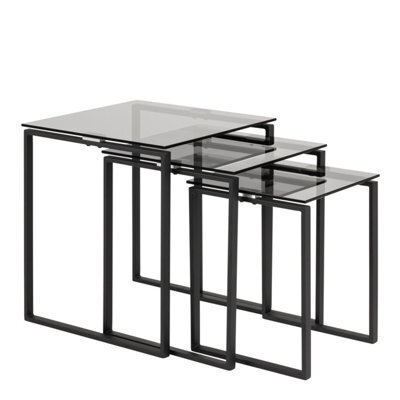 Furniture To Go Katrine Nest Of Tables With Smoked Glass Top Set Of 3 - image 1