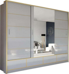 Sliding Wardrobes 4 u LTD Sliding Wardrobes 4U Cardiff High Gloss Mirror Sliding Door Wardrobe In 3 Colors And 2 Sizes (Grey&gold, W2530mm H2200mm) - thumbnail 2