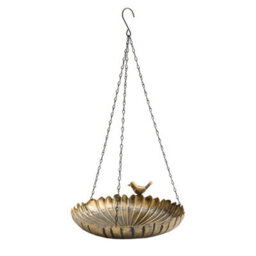 Gainsborough 2-In-1 Bronze Effect Metal Hanging Bird Feeder And Bird Bath, Flower Shaped, Chain And Hook Included, Dia. 25.5Cm - thumbnail 2