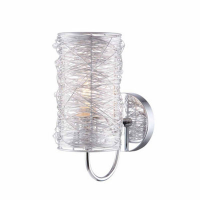 Luminosa Lighting Luminosa Modern Wall Lamp Silver 1 Light  With Metal Alloy Shade, E14 - image 1
