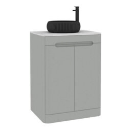 Royal Bathrooms Venice 600mm Dove Grey Freestanding Bathroom Countertop Vanity Unit 2 Door With Milan Black Basin - thumbnail 7
