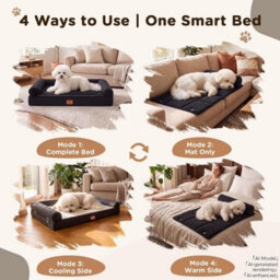 Luckracer Small Dog Bed Sofa Washable Orthopedic Dog Beds Black 60X45X14Cm - thumbnail 4