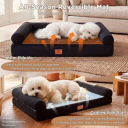 Luckracer Small Dog Bed Sofa Washable Orthopedic Dog Beds Black 60X45X14Cm - thumbnail 5