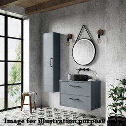 Nuie Hudson Reed Juno Wall Hung 2-Door Vanity Unit & Sparkling White Worktop, Stylish Countertop Basin Unit In Coastal Grey, 600mm - thumbnail 2