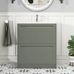 Royal Bathrooms Elmore 700mm Traditional Floor Standing 2 Drawer Bathroom Vanity Unit With Ceramic Basin Sink - Matt Green - thumbnail 3