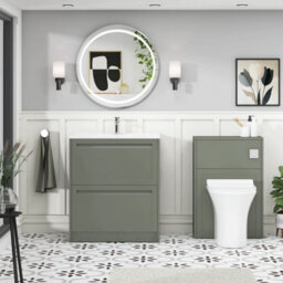 Royal Bathrooms Elmore 700mm Traditional Floor Standing 2 Drawer Bathroom Vanity Unit With Ceramic Basin Sink - Matt Green - thumbnail 4