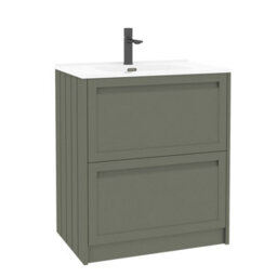 Royal Bathrooms Elmore 700mm Traditional Floor Standing 2 Drawer Bathroom Vanity Unit With Ceramic Basin Sink - Matt Green - thumbnail 6
