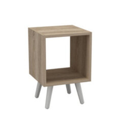 Urbn-Living Urbnliving 30Cm Height Antique Oak Wooden Storage Cube Bookcase Scandinavian Style White Legs Living Room Bedroom - thumbnail 1