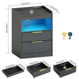 Black Led Bedside Table With Hidden Drawer Bedside Cabinet - thumbnail 2