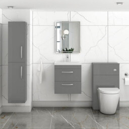 Royal Bathrooms Turin Indigo Grey Gloss 500mm Wall Hung Vanity Unit 2 Drawer With Mid-Edge Basin Sink - thumbnail 4