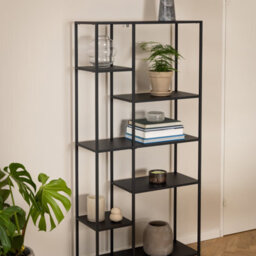 Furniture To Go Newcastle Asymmetrical Bookcase With 6 Shelves In Matt Black - thumbnail 6