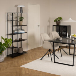 Furniture To Go Newcastle Asymmetrical Bookcase With 6 Shelves In Matt Black - thumbnail 4