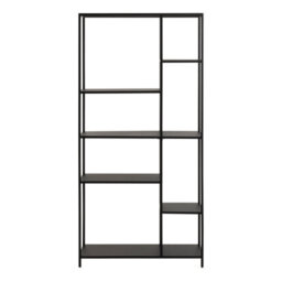 Furniture To Go Newcastle Asymmetrical Bookcase With 6 Shelves In Matt Black - thumbnail 2
