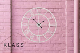 Klass Home Collection 40Cm White Metal Roman Numerals Large Analog Wall Clock Indoor & Outdoor, Silent Non-Ticking - thumbnail 8