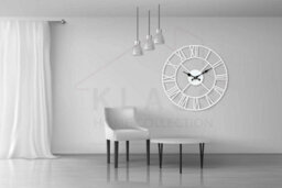 Klass Home Collection 40Cm White Metal Roman Numerals Large Analog Wall Clock Indoor & Outdoor, Silent Non-Ticking - thumbnail 7