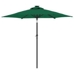 Berkfield Garden Parasol With Leds And Steel Pole Green 225X225X212Cm - thumbnail 6
