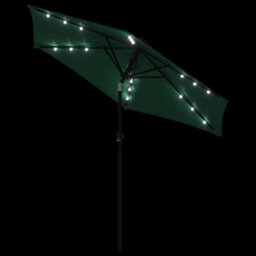 Berkfield Garden Parasol With Leds And Steel Pole Green 225X225X212Cm - thumbnail 8