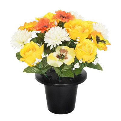 Sincere Floral Artificial Flower Memorial Graveside Rose Bowl