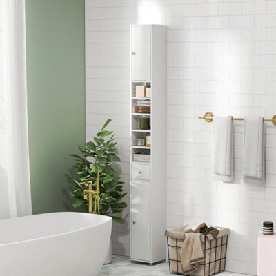 Bathroom Tall Cabinet Slim Freestanding Storage Organizer Cupboard With 2 Doors - image 1