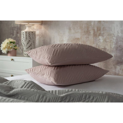 Belledorm Lisbon Chevron Continental Pillowcase Blush (65Cm X 65Cm)