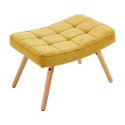 Thehotsale Yellow Armchair With Footstool And Wooden Legs - thumbnail 5