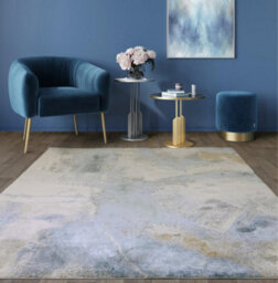 Furniturebox Uk Zephyr Blue Metallic Lustre Rug 160X230 - thumbnail 1