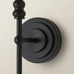 Valuelights Maggie Black Candlestick Wall Light With Linen Shade And Bulb - thumbnail 5