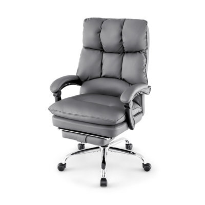 Costway Office Desk Chair Ergonomic Padded Reclining Chair W/retractable Footrest - image 1