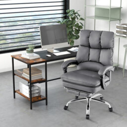 Costway Office Desk Chair Ergonomic Padded Reclining Chair W/retractable Footrest - thumbnail 9