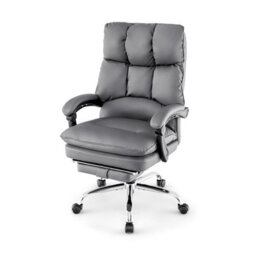 Costway Office Desk Chair Ergonomic Padded Reclining Chair W/retractable Footrest - thumbnail 1