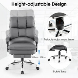 Costway Office Desk Chair Ergonomic Padded Reclining Chair W/retractable Footrest - thumbnail 6
