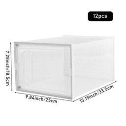 Thehotsale 12 Pcs Plastic Stackable And Foldable Shoe Box Storage Organiser Sneaker Display Case Shoe Box With Magnetic Door In White - thumbnail 9