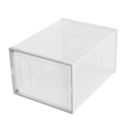Thehotsale 12 Pcs Plastic Stackable And Foldable Shoe Box Storage Organiser Sneaker Display Case Shoe Box With Magnetic Door In White - thumbnail 4