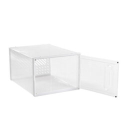 Thehotsale 12 Pcs Plastic Stackable And Foldable Shoe Box Storage Organiser Sneaker Display Case Shoe Box With Magnetic Door In White - thumbnail 6