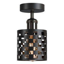 Black Ceiling Light Fixture, Industrial Chandeliers Ceiling Lights Metal Cage Lampshade, With E27 Base With Bulb - thumbnail 6
