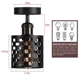 Black Ceiling Light Fixture, Industrial Chandeliers Ceiling Lights Metal Cage Lampshade, With E27 Base With Bulb - thumbnail 3