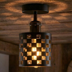 Black Ceiling Light Fixture, Industrial Chandeliers Ceiling Lights Metal Cage Lampshade, With E27 Base With Bulb - thumbnail 2