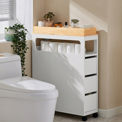 Sobuy Bzr54-Ii-W,slim Freestanding Bathroom Storage Cabinet With 3 Drawers And Divider,65X23X82Cm,white - image 1