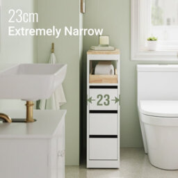 Sobuy Bzr54-Ii-W,slim Freestanding Bathroom Storage Cabinet With 3 Drawers And Divider,65X23X82Cm,white - thumbnail 4