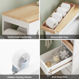 Sobuy Bzr54-Ii-W,slim Freestanding Bathroom Storage Cabinet With 3 Drawers And Divider,65X23X82Cm,white - thumbnail 5