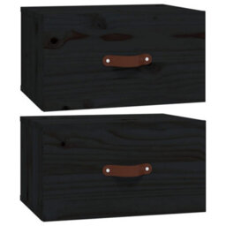 Berkfield Wall-Mounted Bedside Cabinets 2 Pcs Black 40X29.5X22 Cm - thumbnail 2