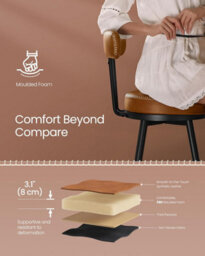 Songmics Retro Swivel Counter Chairs, Two Bar Stools With Backrest, Kitchen Home Bar Seating, Caramel Brown - thumbnail 5