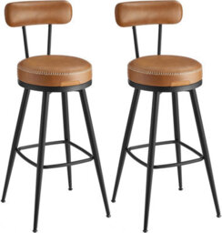 Songmics Retro Swivel Counter Chairs, Two Bar Stools With Backrest, Kitchen Home Bar Seating, Caramel Brown - thumbnail 8