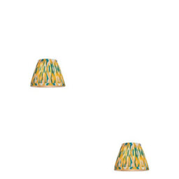 Loops Elegant Set Of 2 Handcrafted 16Cm Tapered Cylinder Lamp Shades In Yellow And Jade - thumbnail 1