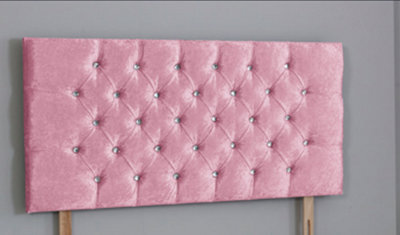Comfy Deluxe 3Ft Single 26Inch     Pink  Crush Velvet Chesterfield Headboard